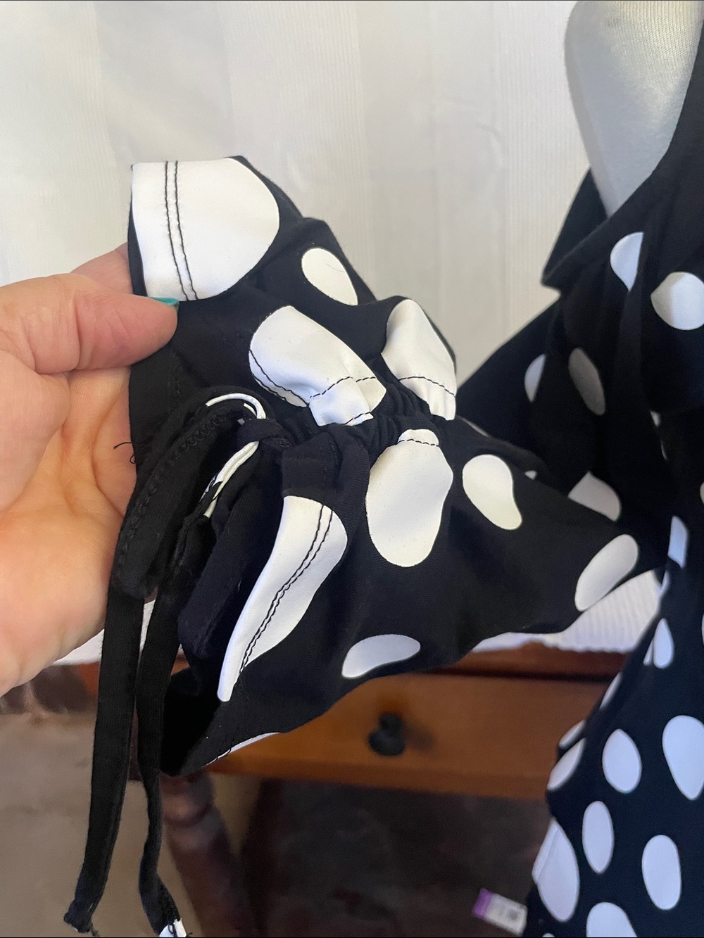 Cold-Shoulder Tunic Top with Polka Dots - Picture 3 of 9